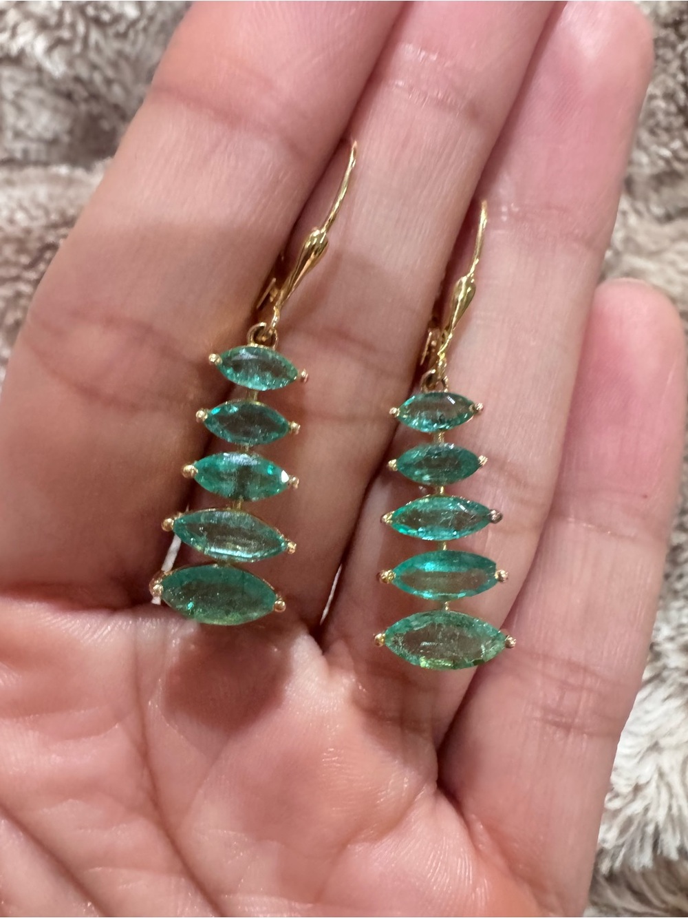 Certified 14K Natural Emerald Dangle Earrings 4.08 CTW Marquise Cut Leverback - Picture 8 of 13